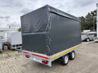 Aussteller /  EDUARD 3318 -GD- Hochlader, Bordwände 30cm -2000kg- Lfh: 72cm -155R13 mit Hochplane SP-Line vorne RUND - Schiebeplane beidseitig - Heckrollo
