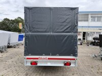 Aussteller /  EDUARD 3318 -GD- Hochlader, Bordwände 30cm -2000kg- Lfh: 72cm -155R13 mit Hochplane SP-Line vorne RUND - Schiebeplane beidseitig - Heckrollo