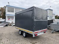 Aussteller /  EDUARD 3318 -GD- Hochlader, Bordwände 30cm -2000kg- Lfh: 72cm -155R13 mit Hochplane SP-Line vorne RUND - Schiebeplane beidseitig - Heckrollo