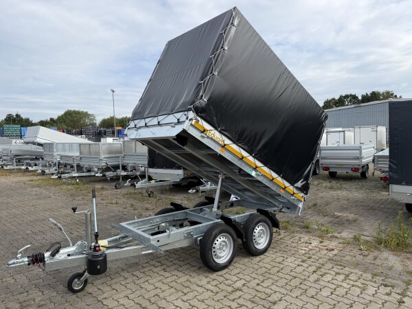 Aussteller /  EDUARD 2615 -GD- Heckkipper, Bordwände 30cm -2000kg- H-Pumpe - Lfh: 72cm -155R13 mit Hochplane SP-Line
