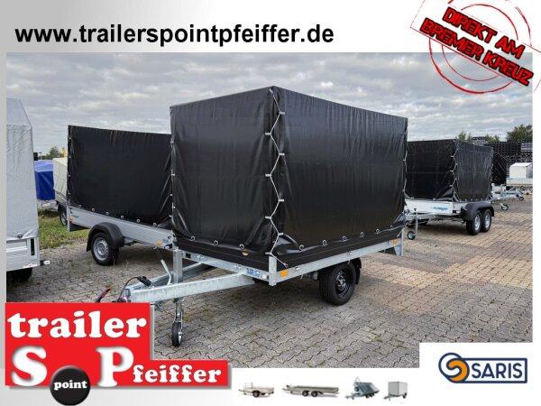 Saris PL 256 150 1500 1 BLACK EDITION - 1500 KG Hochlader - Pritsche - 256 x 150 - Ladehöhe: 66 cm - Hochplane SP-Line BLACK Bill 2R / Spitzdach