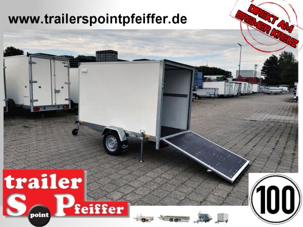 BLYSS Kofferanhänger F752413.15 HK 250x135x150cm 750 KG  - 100 KM/H - Zurrleisten - Heckstützen - Heckrampe