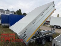 Gebraucht /  EDUARD 3318 -GD- 3 Seitenkipper, ALU Auffahrschienen, Bordwände 30cm -3500kg- E & H-Pumpe - Lfh: 63cm -195/50R13 mit 3318 - AufsatzBordwände pendelbar - 30cm hoch + Flachplane aus 03.2026