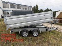 Aussteller / HUMBAUR HTK 3000.31 I 314 x 175 I 3000 KG I Dreiseitenkipper mit E-Pumpe - Rampenschacht  mit ALU Bordwandaufsatz 35 cm - Rundknöpfe für Netz, etc.