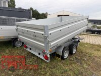 Aussteller / HUMBAUR HTK 3000.31 I 314 x 175 I 3000 KG I Dreiseitenkipper mit E-Pumpe - Rampenschacht  mit ALU Bordwandaufsatz 35 cm - Rundknöpfe für Netz, etc.