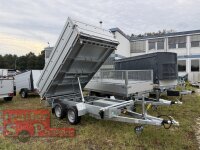 Aussteller / HUMBAUR HTK 3000.31 I 314 x 175 I 3000 KG I Dreiseitenkipper mit E-Pumpe - Rampenschacht  mit ALU Bordwandaufsatz 35 cm - Rundknöpfe für Netz, etc.