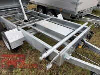 Aussteller / HUMBAUR HTK 3000.31 I 314 x 175 I 3000 KG I Dreiseitenkipper mit E-Pumpe - Rampenschacht  mit ALU Bordwandaufsatz 35 cm - Rundknöpfe für Netz, etc.