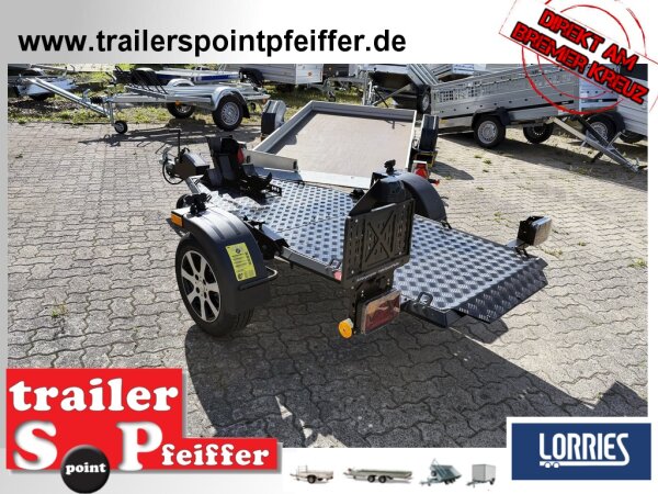 B-Ware / Lorries MT-1 BLACK EDITION Motorrad - Anhänger absenkbar und zum Zusammenklappen 13" ALU Felgen - 750 kg ungebremst - 100 KM/H