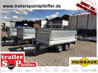 HUMBAUR HUK 202715 I 268 x 150 I 2000 KG I Rückwärtskipper mit Handpumpe mit HR Stahl-Blechaufsatz – 4-seitig pendelnd, galvanisch verzinkt