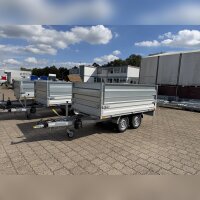 HUMBAUR HUK 202715 I 268 x 150 I 2000 KG I Rückwärtskipper mit Handpumpe mit HR Stahl-Blechaufsatz – 4-seitig pendelnd, galvanisch verzinkt