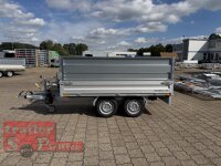 HUMBAUR HUK 202715 I 268 x 150 I 2000 KG I Rückwärtskipper mit Handpumpe mit HR Stahl-Blechaufsatz – 4-seitig pendelnd, galvanisch verzinkt