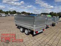 HUMBAUR HUK 202715 I 268 x 150 I 2000 KG I Rückwärtskipper mit Handpumpe mit HR Stahl-Blechaufsatz – 4-seitig pendelnd, galvanisch verzinkt