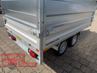 HUMBAUR HUK 202715 I 268 x 150 I 2000 KG I Rückwärtskipper mit Handpumpe mit HR Stahl-Blechaufsatz – 4-seitig pendelnd, galvanisch verzinkt