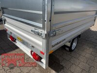 HUMBAUR HUK 152715 I 268 x 150 I 1500 KG I Rückwärtskipper mit Handpumpe mit HR Stahl-Blechaufsatz – 4-seitig pendelnd, galvanisch verzinkt