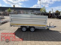 EDUARD 3116 -GD- Heckkipper, Bordwände 30cm -2700kg- H-Pumpe - Lfh: 63cm -195/50R13 mit HR Stahl-Blechaufsatz – 4-seitig pendelnd, galvanisch verzinkt