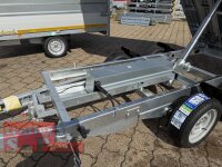 EDUARD 3116 -GD- Heckkipper, Auffahrtschienen, Bordwände 30cm -2700kg- E & H-Pumpe - Lfh: 63cm -195/50R13 mit HR Stahl-Blechaufsatz – 4-seitig pendelnd, galvanisch verzinkt