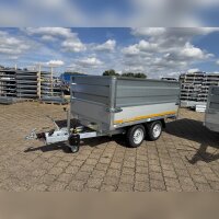 EDUARD 2615 -GD- Heckkipper, Bordwände 30cm -2000kg- H-Pumpe - Lfh: 72cm -155R13 mit HR Stahl-Blechaufsatz – 4-seitig pendelnd, galvanisch verzinkt