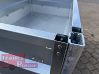 EDUARD 2615 -GD- Heckkipper, Bordwände 30cm -2000kg- H-Pumpe - Lfh: 72cm -155R13 mit HR Stahl-Blechaufsatz – 4-seitig pendelnd, galvanisch verzinkt
