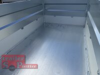 EDUARD 2615 -GD- Heckkipper, Bordwände 30cm -2000kg- H-Pumpe - Lfh: 72cm -155R13 mit HR Stahl-Blechaufsatz – 4-seitig pendelnd, galvanisch verzinkt
