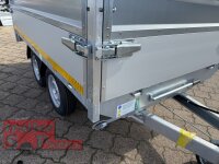 EDUARD 2615 -GD- Heckkipper, Bordwände 30cm -2000kg- H-Pumpe - Lfh: 72cm -155R13 mit HR Stahl-Blechaufsatz – 4-seitig pendelnd, galvanisch verzinkt