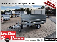 Brenderup BT4260SB 1500 KG Heckkipper - Handpumpe - Lfh: 66cm -195/50R13 mit HR Stahl-Blechaufsatz – 4-seitig pendelnd, galvanisch verzinkt