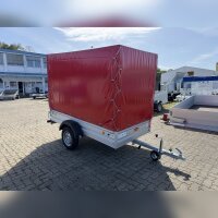 Aussteller /  Böckmann TL-AL 2513/75 ALU Tieflader Anhänger - ungebremst mit Hochplane SP-Line - Heckrollo