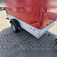 Aussteller /  Böckmann TL-AL 2513/75 ALU Tieflader Anhänger - ungebremst mit Hochplane SP-Line - Heckrollo