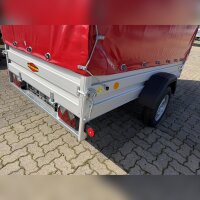 Aussteller /  Böckmann TL-AL 2513/75 ALU Tieflader Anhänger - ungebremst mit Hochplane SP-Line - Heckrollo