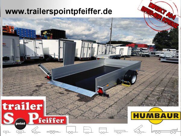 HUMBAUR HKT 183117 S I 310 x 176 I 1800 KG I Absenkanhänger mit Hydraulik mit Bordwandaufsatz Seiten- und Stirnwand 350 mm hoch Heckwand 500 mm