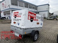 B-Ware / TPV KD-EU2 Anhänger mit ORIGINAL Stahl Gestell und Werbeplane 115 cm (SB) - Stützrad - ungebremst - 13 pol. - Zurrösen - 100 KM/H