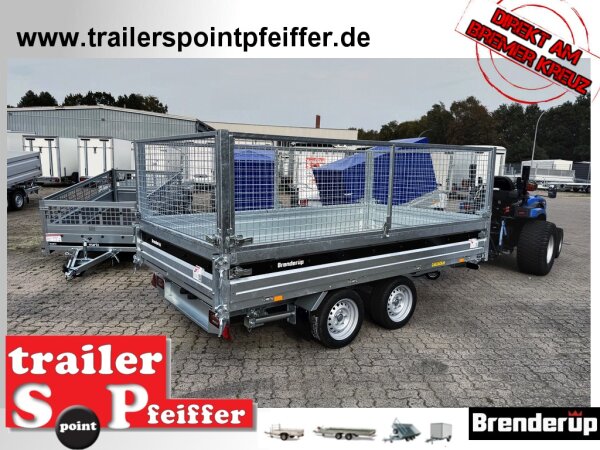ABVERKAUF / Brenderup BT 5325 ST B 3500 KG - STAHL - HECKKIPPER 325 x 180 - Elektro Pumpe - Rampen - Stützen - Laubgitter 80 cm