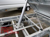 HUMBAUR HTK 3500.31 I 314 x 175 I 3500 KG I Dreiseitenkipper mit E-Pumpe - Rampenschacht mit HR Stahl-Blechaufsatz – 4-seitig pendelnd, galvanisch verzinkt