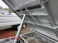 HUMBAUR HTK 3500.31 I 314 x 175 I 3500 KG I Dreiseitenkipper mit E-Pumpe - Rampenschacht mit HR Stahl-Blechaufsatz – 4-seitig pendelnd, galvanisch verzinkt