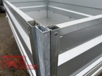 HUMBAUR HTK 3500.31 I 314 x 175 I 3500 KG I Dreiseitenkipper mit E-Pumpe - Rampenschacht mit HR Stahl-Blechaufsatz – 4-seitig pendelnd, galvanisch verzinkt