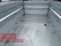 HUMBAUR HTK 3500.31 I 314 x 175 I 3500 KG I Dreiseitenkipper mit E-Pumpe - Rampenschacht mit HR Stahl-Blechaufsatz – 4-seitig pendelnd, galvanisch verzinkt