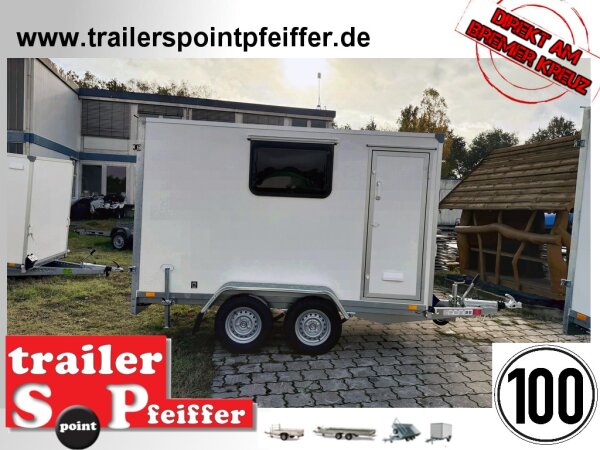 BLYSS Kofferanhänger F2030HTD, 305x150x180cm - Seitentür + Fenster - 100 KM/H - Zurrleisten - Heckstützen