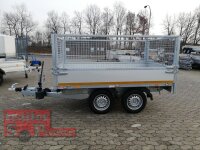 Eduard 2000 KG Rückwärtskipper - Gebremste Doppelachser - 2.6x1.5m - Ladehöhe:72 cm - 155R13 - Bordwände 30cm und 70 cm Gitter - Aufsatz